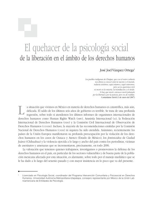 psicologÃ­a social: perspectivas y aportaciones hacia un mundo posible