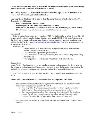 Worksheets Kinetic Molecular Theory Worksheet kinetic molecular theory gas laws oakland schools lesson plan intro demo2013 pdf phet