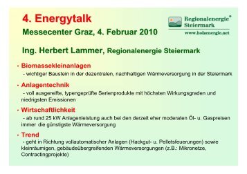 Ing. Herbert Lammer, Regionalenergie Steiermark 4. Energytalk ...