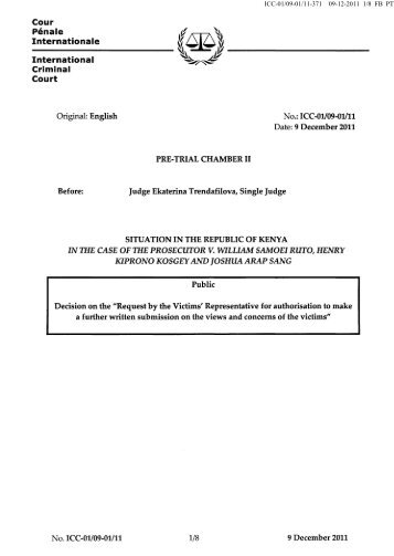 Request by the Victims' Representative for authorisation to make a ...