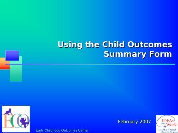 Why Collect Outcome Data? - FPG Child Development Institute