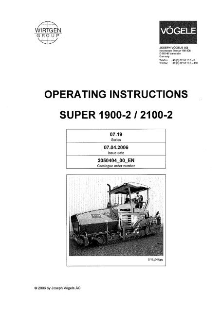 Super 1900-2 / Super 2100-2 operating manual
