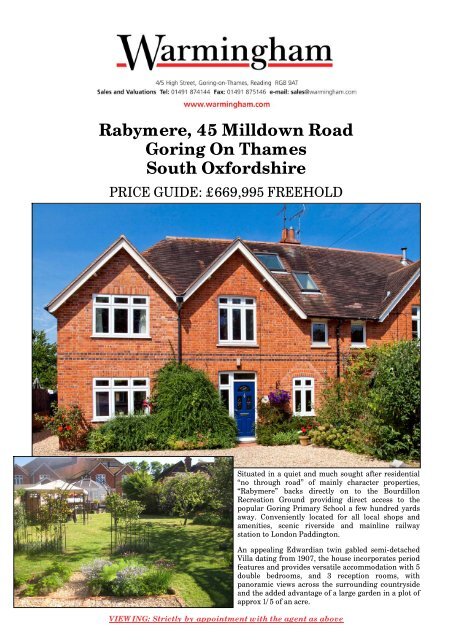 Rabymere 45 Milldown Road Goring On Thames South Oxfordshire