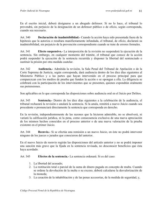 Codigo Procesal Penal de Nicaragua