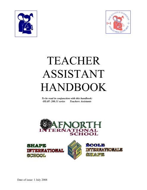 TEACHER ASSISTANT HANDBOOK - AFNORTH International School