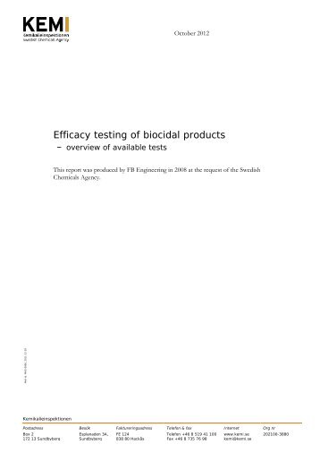 Efficacy testing of biocidal products - Kemikalieinspektionen