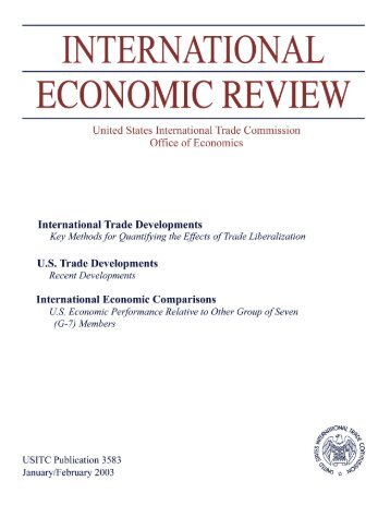 Key Methods for Quantifying the Effects of Trade Liberalization - USITC