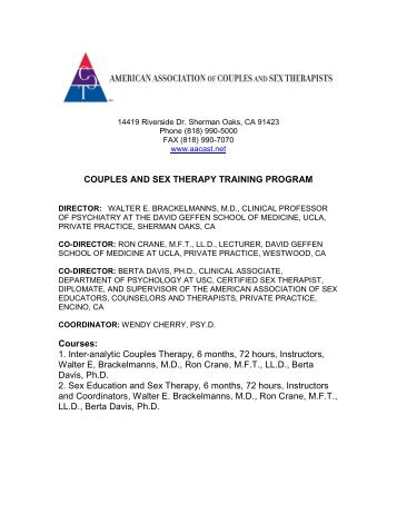 COUPLES AND SEX THERAPY TRAINING PROGRAM ... - AACAST