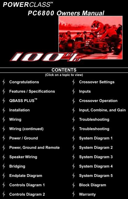 POWERCLASSTM PC6800 Owners Manual - Precision Power