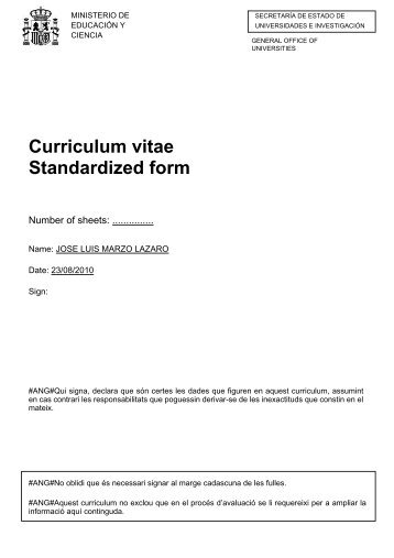 Curriculum vitae Standardized form - Departament d'ElectrÃ²nica ...