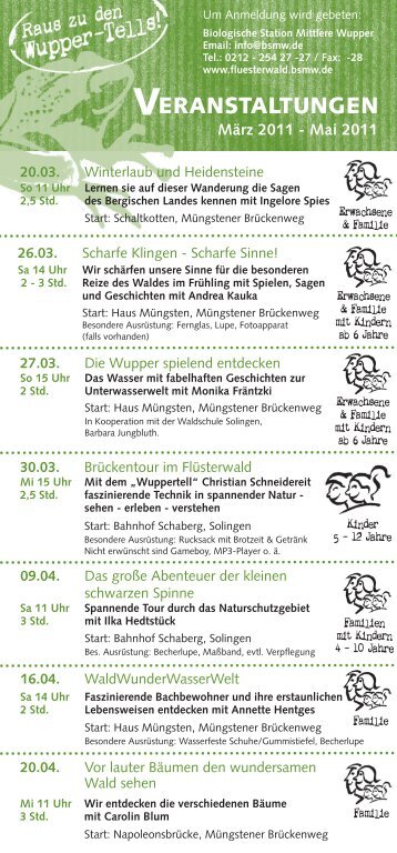 Flüsterwald Programm März-Sept 2011 - Waldschule-Solingen