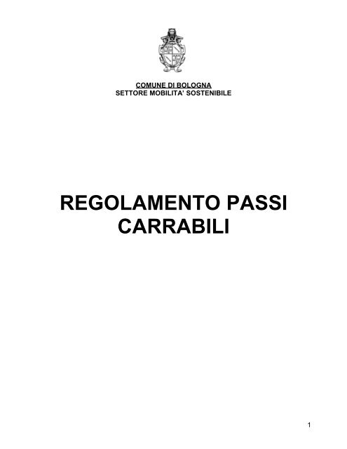regolamento passi carrabili - Comune di Bologna