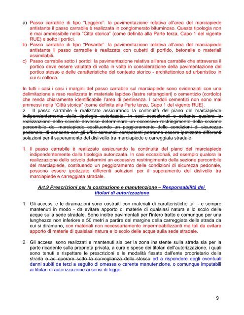 regolamento passi carrabili - Comune di Bologna