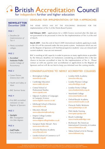 BAC Newsletter - December 2008