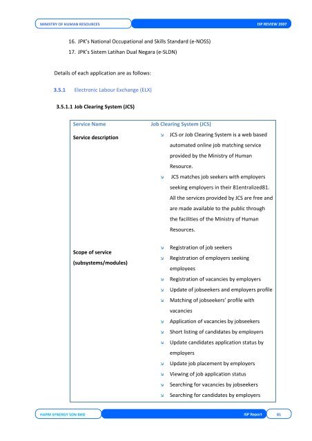 DOSM User & Technical Requirement - Kementerian Sumber Manusia