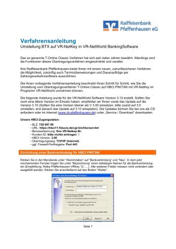 Verfahrensanleitung - Raiffeisenbank Pfaffenhausen eG