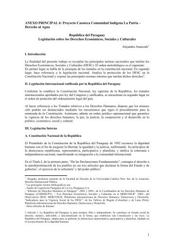 Derecho al Agua RepÃºblica del Paraguay LegislaciÃ³n so