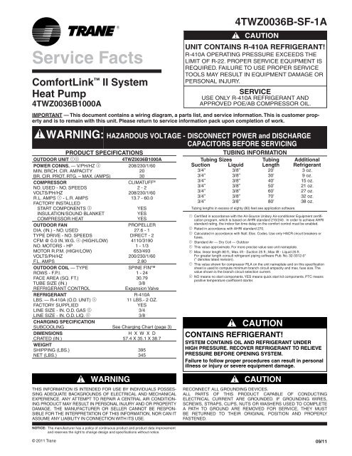 Trane Heat Pump Charging Chart