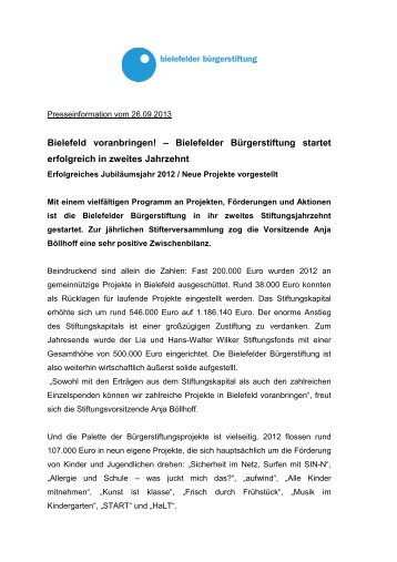 26.09.2013 - Bielefelder Bürgerstiftung