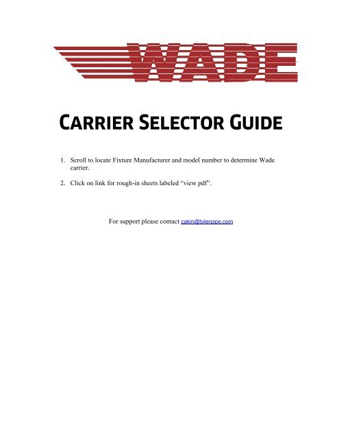 Carrier Selector Guide - Wade Drains, Specification Drainage ...
