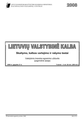 Skaitymo, kalbos vartojimo ir raÅ¡ymo testai - Nacionalinis egzaminÅ³ ...
