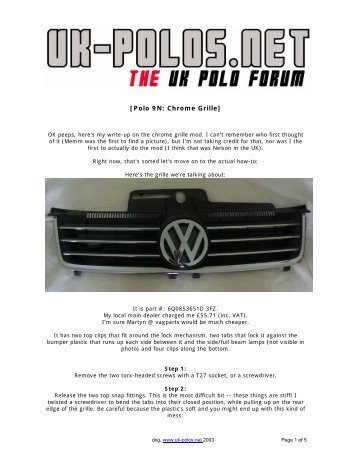 [Polo 9N: Chrome Grille] - VW PolO Club