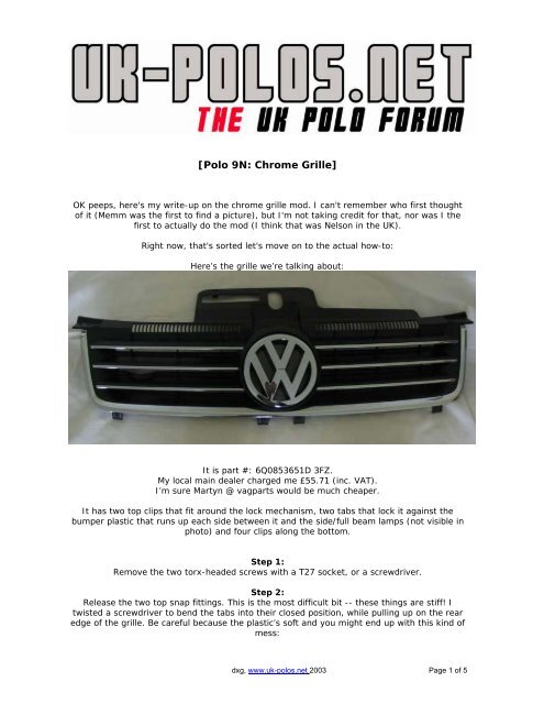 Polo 9N: Chrome Grille] - VW PolO Club