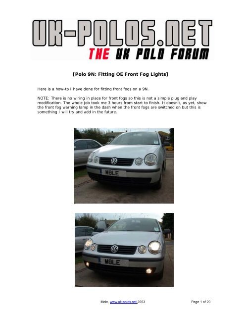 Polo 9N: Fitting OE Front Fog Lights] - VW PolO Club