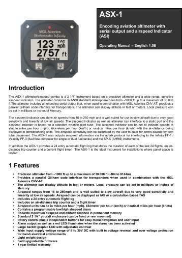 ASX-1 Manual - MGL Avionics