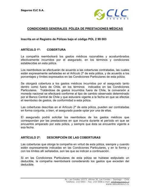 Condiciones Generales POL 299003