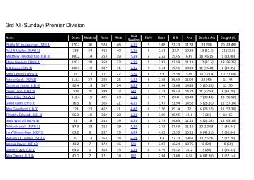 3rd XI (Sunday) Premier Division