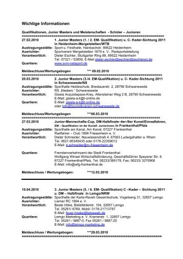 Wichtige Informationen zum Kunstradsport-Sportbetrieb 2010 (pdf ...