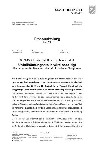 Bauarbeiten fÃ¼r Kreisverkehr nÃ¶rdlich Andorf beginnen - Staatliches ...