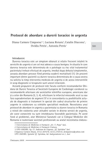 Protocol de abordare a durerii toracice in urgenta - Cursul national ...