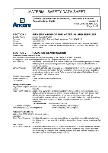 genesis ultra pour-on msds - Ancare