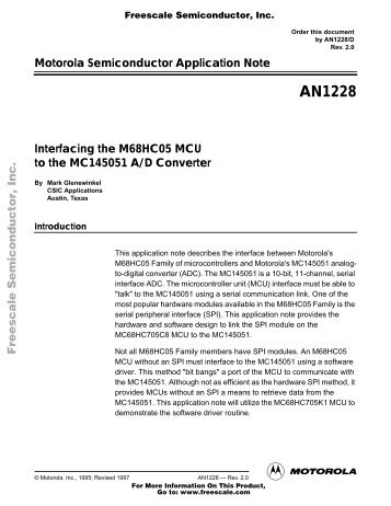 Interfacing the M68HC05 MCU to the MC145051 A/D Converter