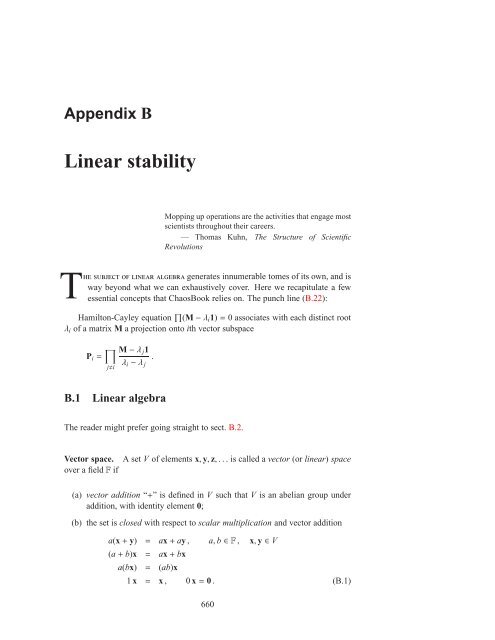 Appendix B Linear stability - ChaosBook.org