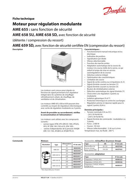 Moteur pour régulation modulante AME 655 - Danfoss Chauffage