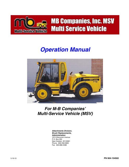 MSV Manual Operation.fm - MB Companies, Inc.