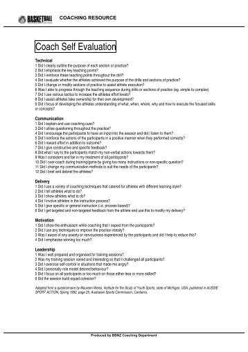Coach Self Evaluation