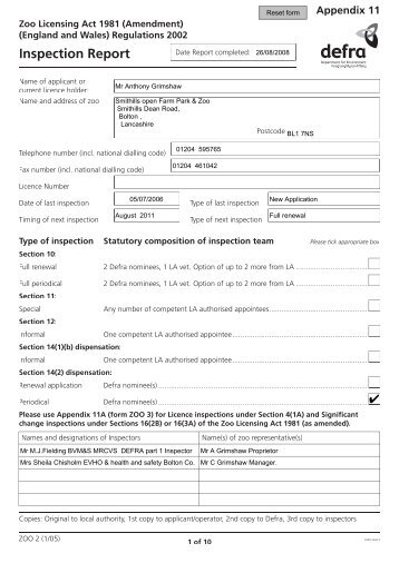 Smithills Open Farm Inspection Report (2008)