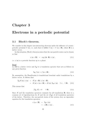 Chapter 3 Electrons in a periodic potential