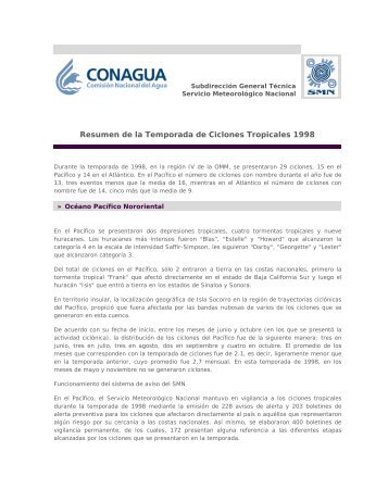 Resumen de la Temporada de Ciclones Tropicales 1998 - Servicio ...