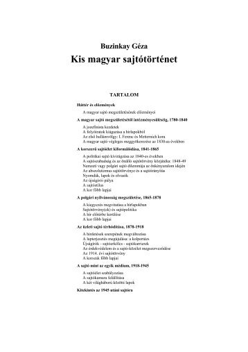 Kis magyar sajtÃ³tÃ¶rtÃ©net - MEK