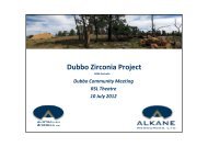 D bb Zi i P j t Dubbo Zirconia Project - Alkane Resources Ltd