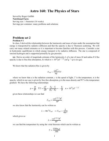 Astro 160: The Physics of Stars