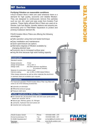 Micro Filter MF Series - regula servis