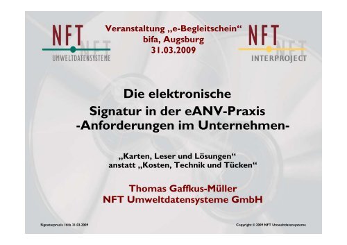 Die elektronische Signatur in der eANV-Praxis ... - eBegleitschein