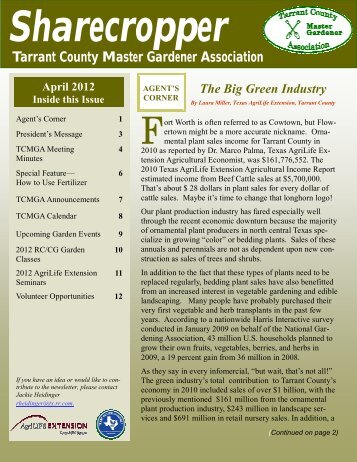 Tarrant County Master Gardener Association - Texas A&M AgriLife ...