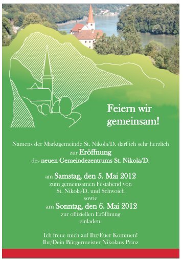 Feiern wir gemeinsam! - Marktgemeinde St. Nikola/Donau